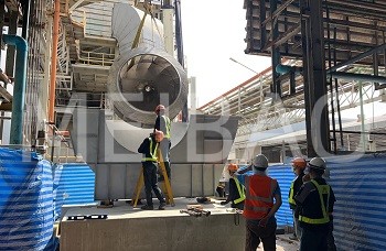 Energy-saving biomass hot air furnace under construction